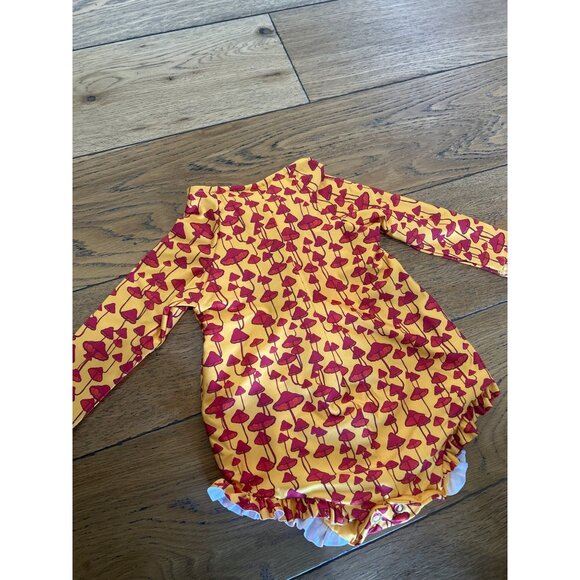 Agua Bendita x Tropic of C Mae Gold Red Mushroom Swim Rashguard Size 6-9 Months - Picture 6 of 6